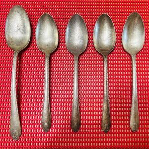 Vintage WM Rogers & son Exquisite silver plated serving spoons, set of 5.